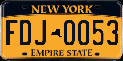 NY license plate FDJ0053