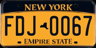 NY license plate FDJ0067
