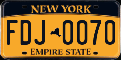 NY license plate FDJ0070