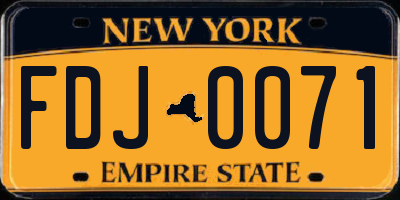 NY license plate FDJ0071
