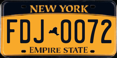 NY license plate FDJ0072