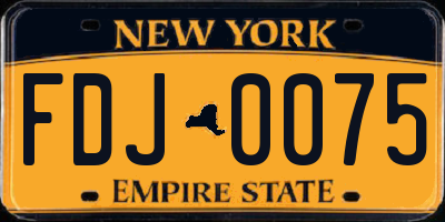 NY license plate FDJ0075