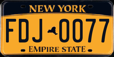 NY license plate FDJ0077