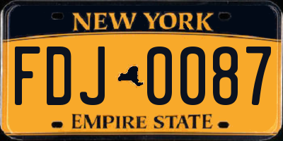 NY license plate FDJ0087
