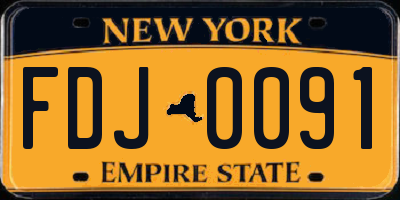 NY license plate FDJ0091