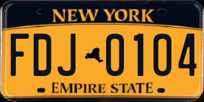 NY license plate FDJ0104