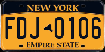 NY license plate FDJ0106