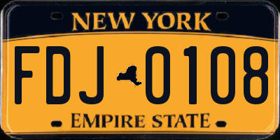 NY license plate FDJ0108