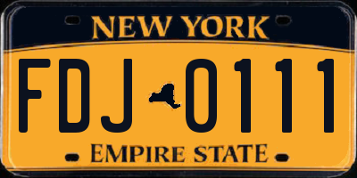 NY license plate FDJ0111