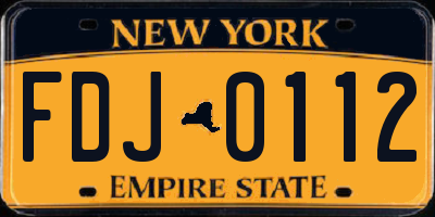 NY license plate FDJ0112