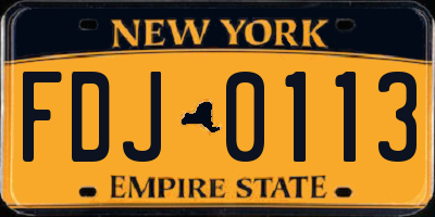 NY license plate FDJ0113