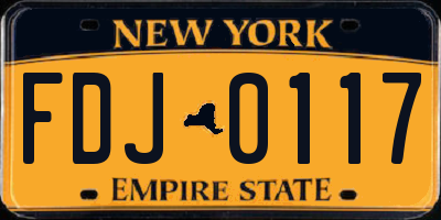 NY license plate FDJ0117