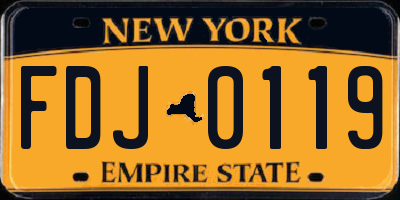 NY license plate FDJ0119