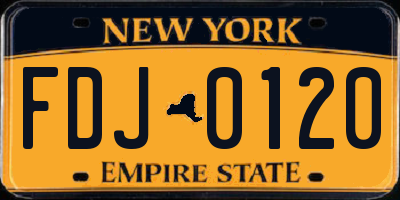 NY license plate FDJ0120