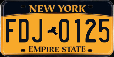 NY license plate FDJ0125
