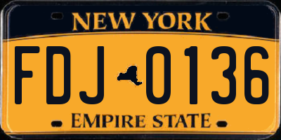 NY license plate FDJ0136