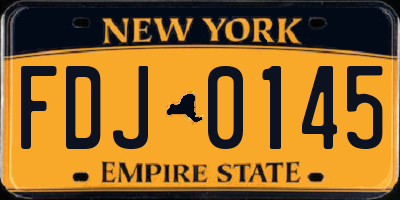 NY license plate FDJ0145