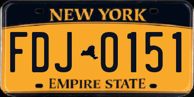 NY license plate FDJ0151