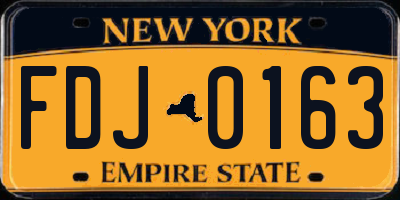 NY license plate FDJ0163