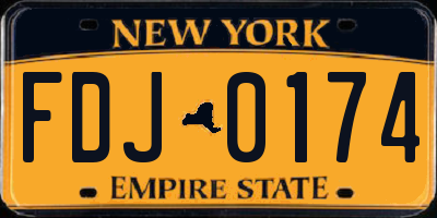NY license plate FDJ0174