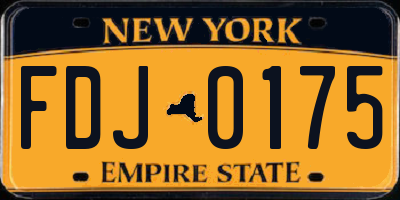 NY license plate FDJ0175