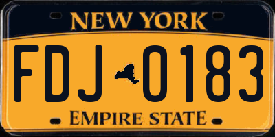 NY license plate FDJ0183