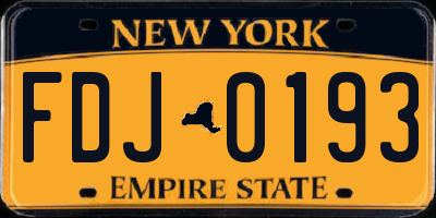 NY license plate FDJ0193