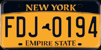 NY license plate FDJ0194