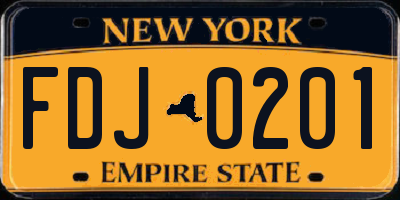 NY license plate FDJ0201