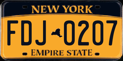 NY license plate FDJ0207
