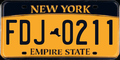 NY license plate FDJ0211