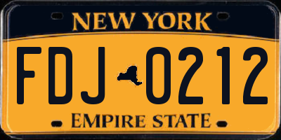 NY license plate FDJ0212