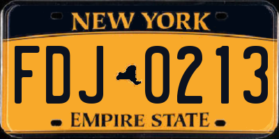 NY license plate FDJ0213