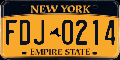 NY license plate FDJ0214