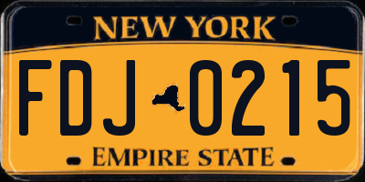 NY license plate FDJ0215