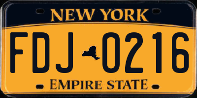 NY license plate FDJ0216