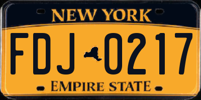 NY license plate FDJ0217