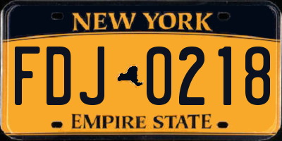 NY license plate FDJ0218