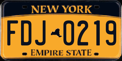 NY license plate FDJ0219