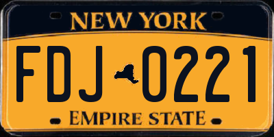 NY license plate FDJ0221