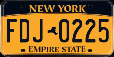 NY license plate FDJ0225