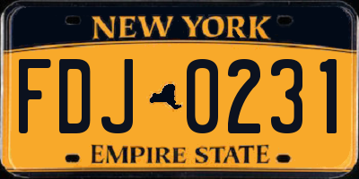 NY license plate FDJ0231