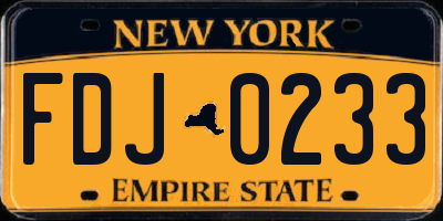 NY license plate FDJ0233