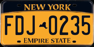NY license plate FDJ0235