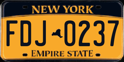 NY license plate FDJ0237