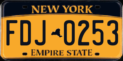 NY license plate FDJ0253