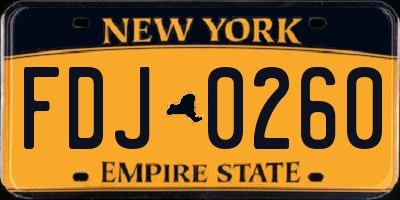 NY license plate FDJ0260