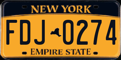 NY license plate FDJ0274