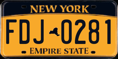 NY license plate FDJ0281