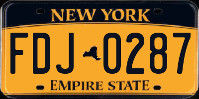NY license plate FDJ0287